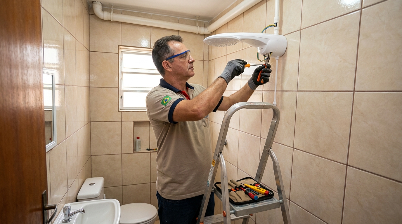 Substituição de Chuveiro Antigo em Cotia‑SP